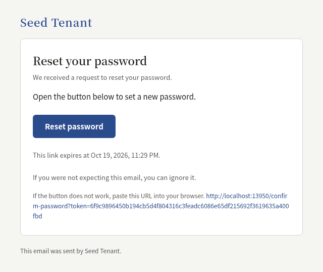 Resetting a password