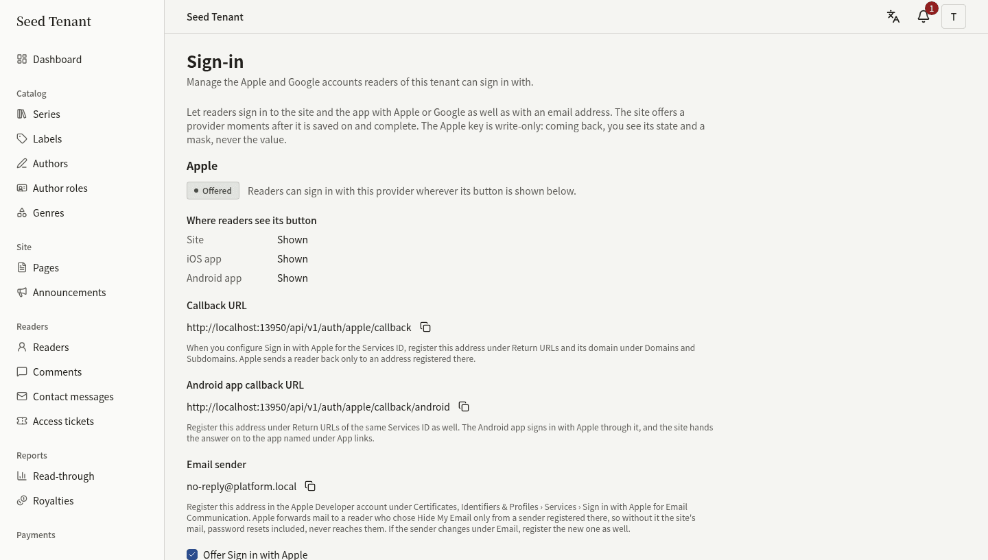Sign-in providers