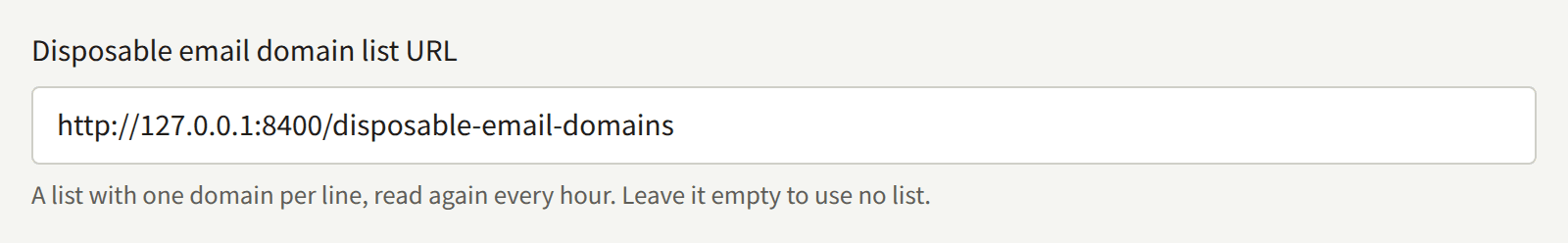 Disposable email domain list URL on Security, with the line under it.